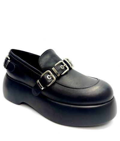 AGL LOAFER D772008 PUFFY BUCKLES NERO